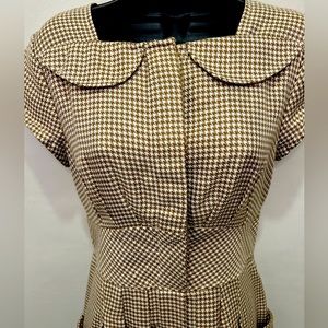 NWOT eshakti tan & white houndstooth dress size 8